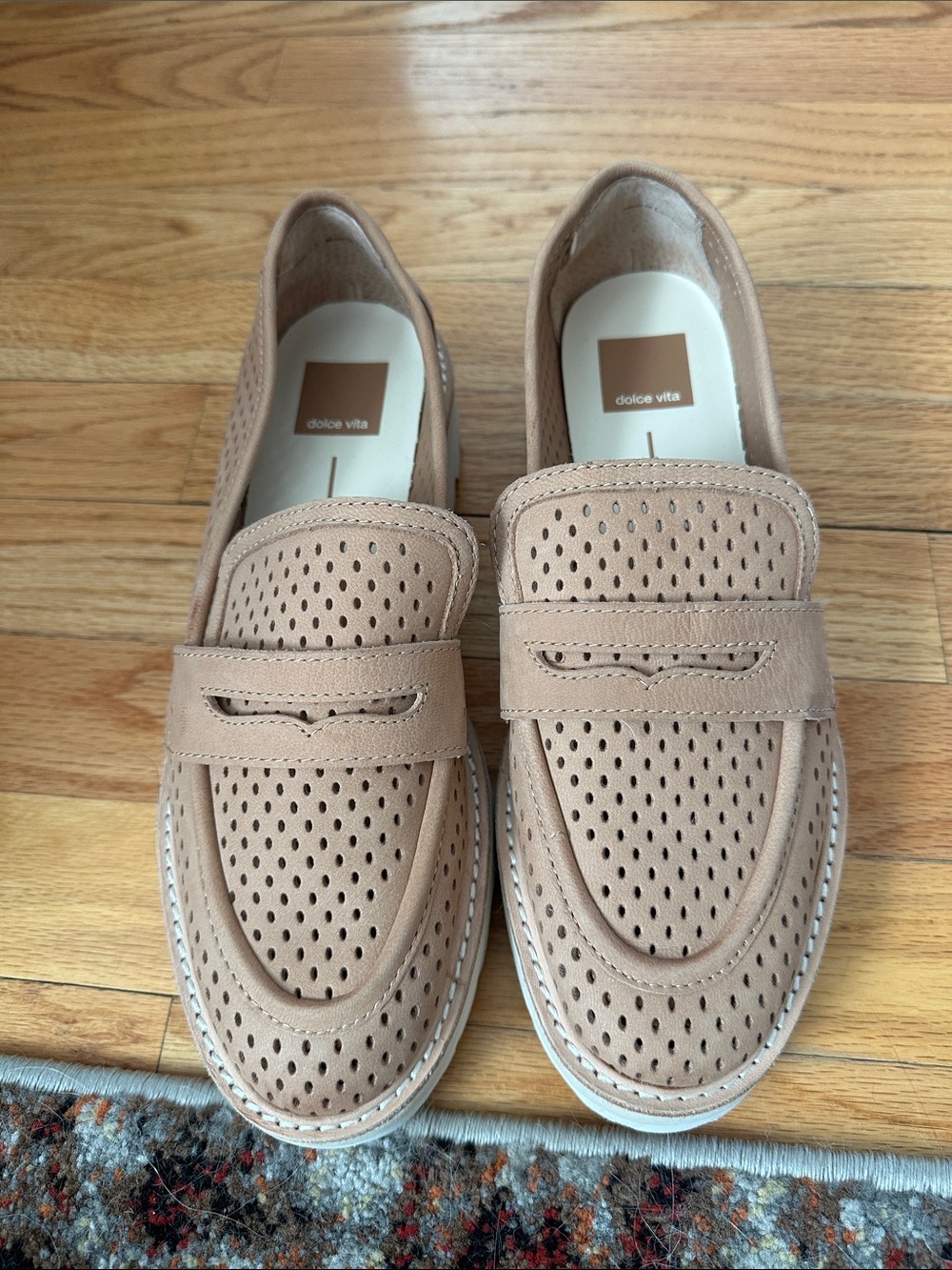 Dolce Vita Women’s Perforated Beige Slip-On Loafers